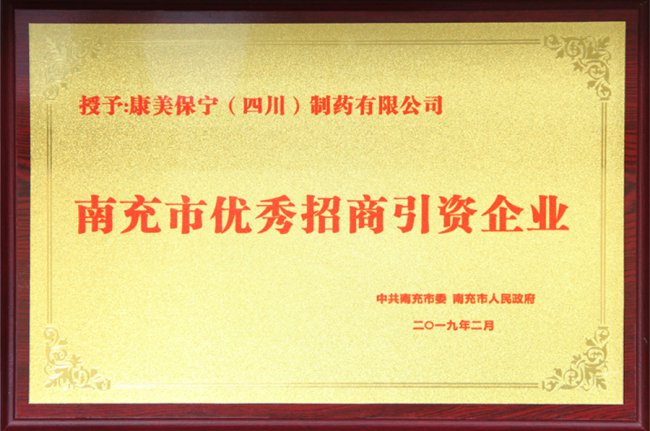 2019年南充市优秀招商引资企业(保宁)